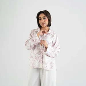 Linen Marble-Print Casual Shirt – Relaxed Button-Up