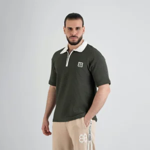 Premium Textured Zip-Neck Polo Shirt