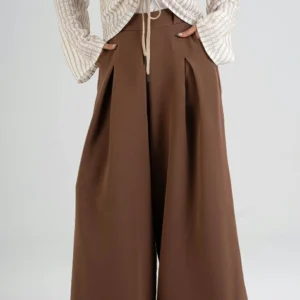 High-Waisted Pleated Wide-Leg Classic Trouser